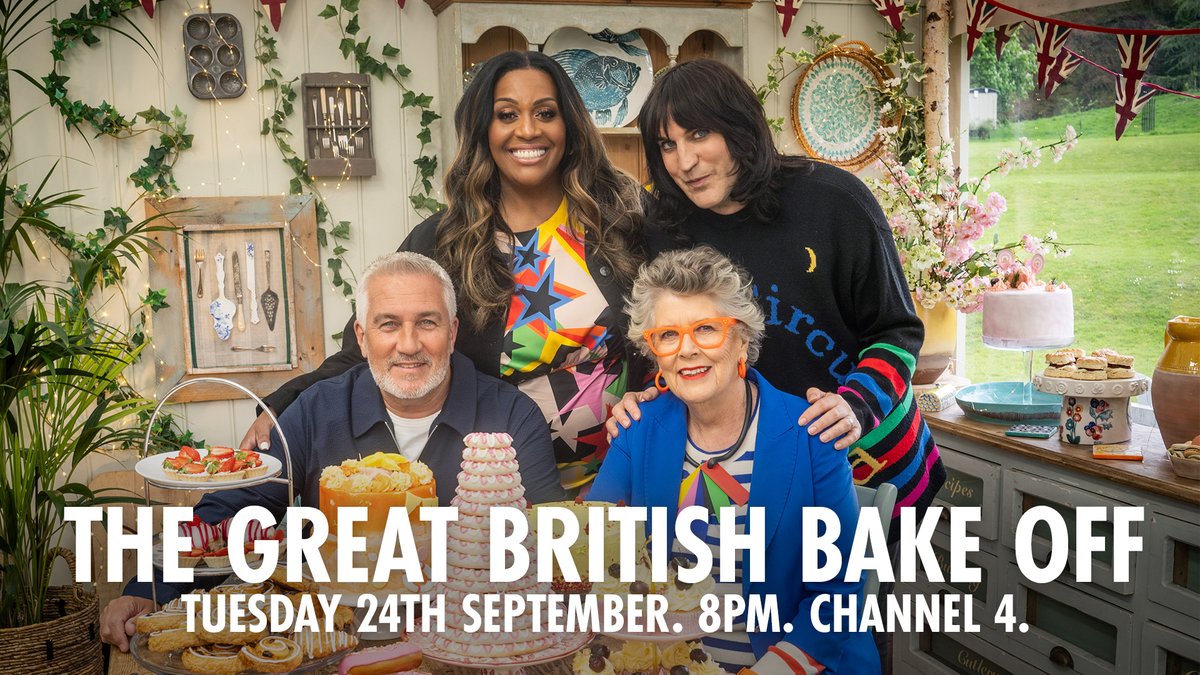 BritishBakeOff's tweet photo. Bake Off is back.

Tuesday 24th September. 8pm. Channel 4. #GBBO https://t.co/Y1R4CeeBO0