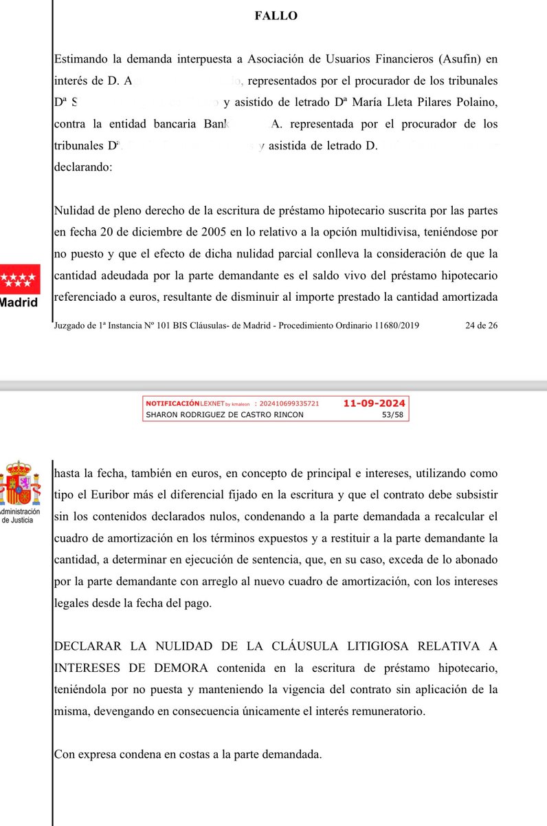 FernandoJGavin's tweet photo. Sentencia 1 de julio de 2024
El juzgado estima la demanda que presentamos en nombre de @asufin_ en defensa de uno de sus socios.
Declara la nulidad de las clausulas de opción multidivisa e intereses de demora
@asufin_
#multidivisa #hipotecas #euribor #interesesdedemora https://t.co/sE0KySsws6
