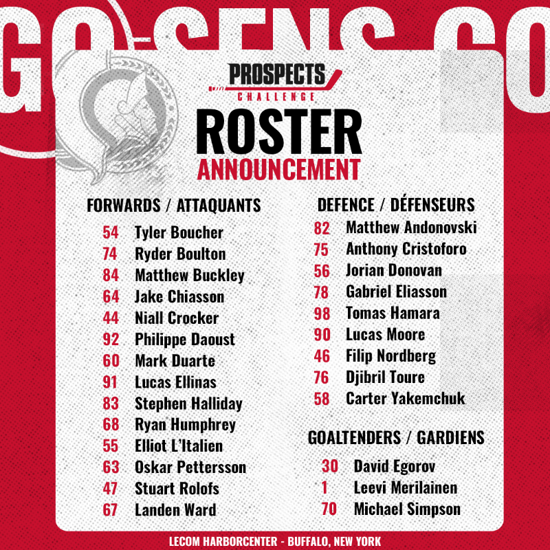 Senators's tweet photo. Weekend plans confirmed ✅

Here's our crew for Buffalo 👊