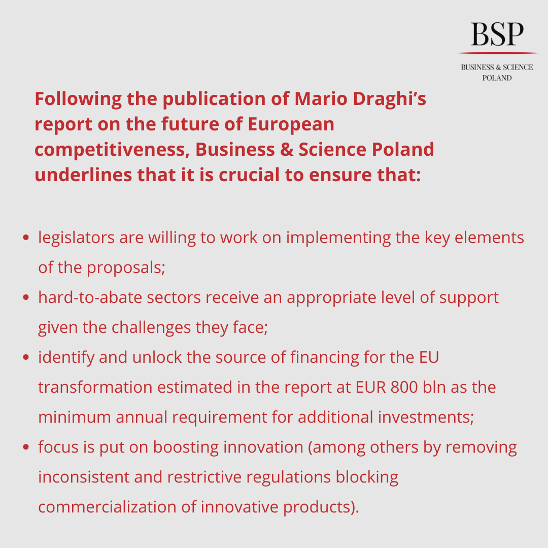 📑 The Mario Draghi report on Europe's competitiveness provides an important voice in the ongoing debate on the future of the EU's economy and its role at a global stage. We are pleased to see that the topic of hasztag#competitiveness has been taken seriously and apart from