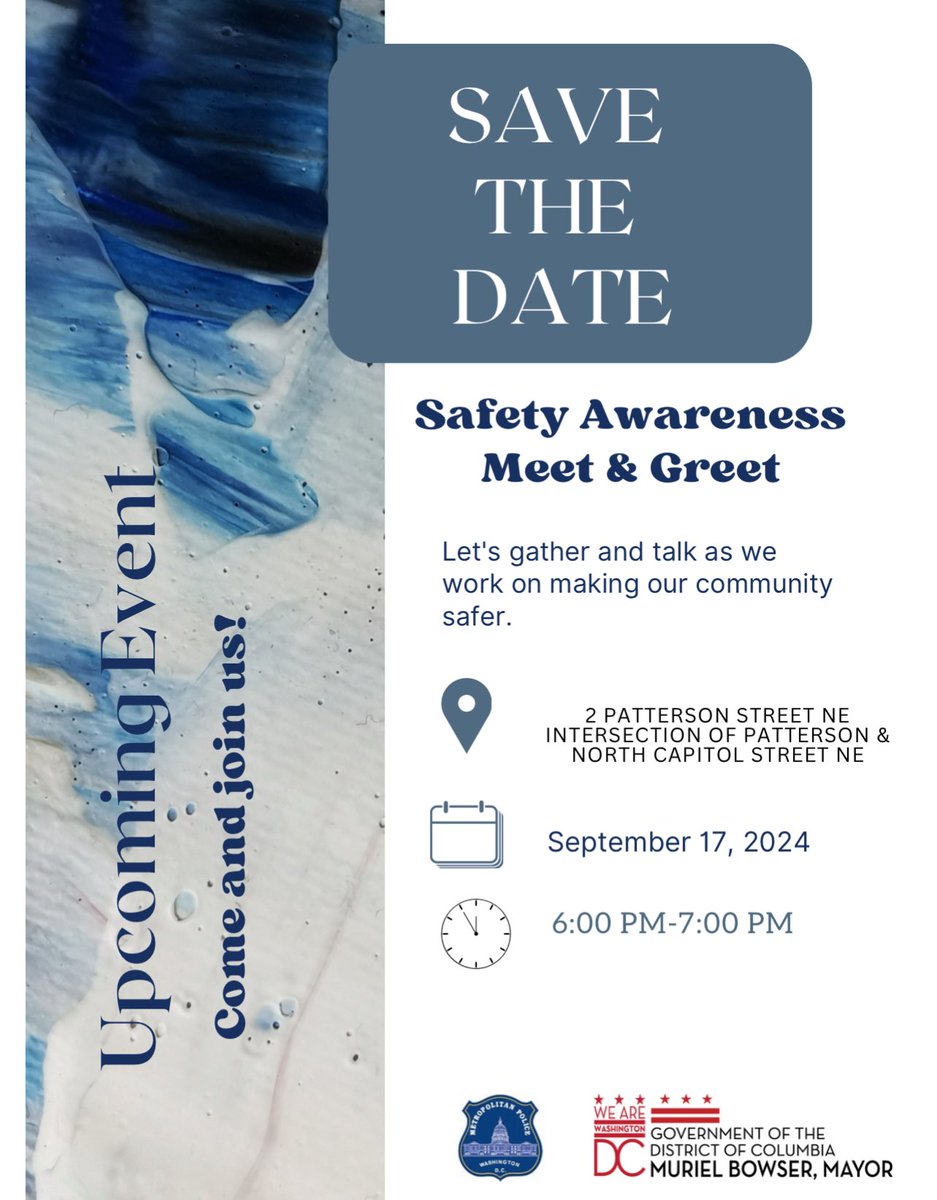 ANC 6E05 Commissioner Ahmad Abu-Khalaf (@anc6e05) on Twitter photo 🗓️ Upcoming Event: <a href="/DCPoliceDept/">DC Police Department</a> is hosting a public safety walk in NoMa on Tuesday, September 17 at 6 p.m. Meet-up location: Intersection on N Capitol NE and Patterson Street NE. 🗓️ Upcoming Event: <a href="/DCPoliceDept/">DC Police Department</a> is hosting a public safety walk in NoMa on Tuesday, September 17 at 6 p.m. Meet-up location: Intersection on N Capitol NE and Patterson Street NE.