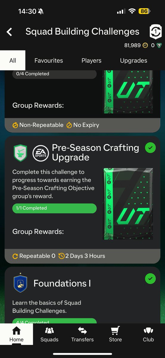 JasonNLG's tweet photo. @EASFCDirect It would only allow me to complete the pre season crafting sbc 75 times however I need it 15 more times for the FC25 reward, please help!! https://t.co/6IzIHnAcnl