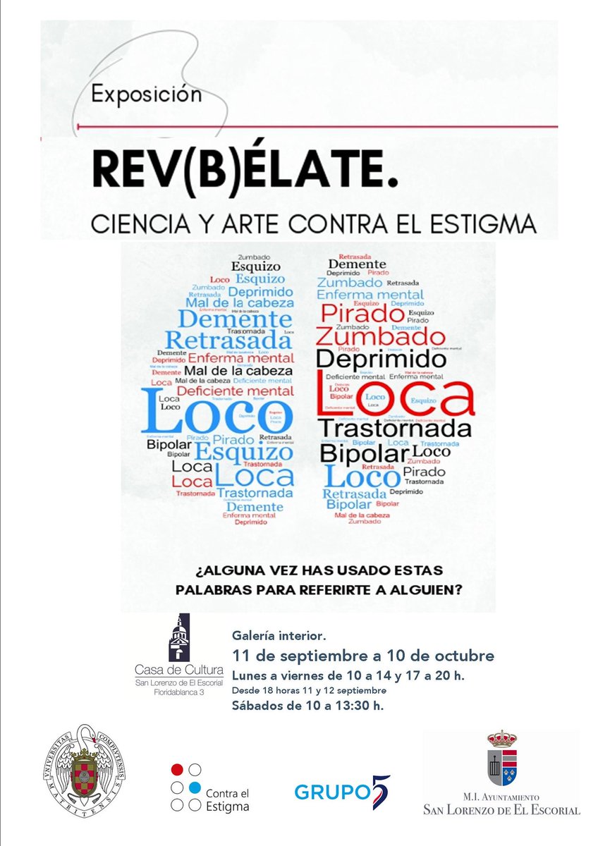 Volvemos a sacar la Exposición “Rev(b)élate. Ciencia y arte contra el estigma”

Esta vez en La Casa de Cultura de San Lorenzo de El Escorial, Madrid
<a href="/aytosanlorenzo/">Ayto. San Lorenzo</a>

Conoce toda la información ⬇️