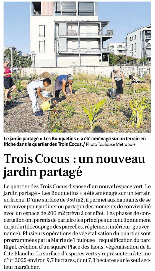 C_Riquet's tweet photo. Parmi les plusieurs opérations de végétalisation du quartier #3Cocus : un nouveau jardin partagé !
Inauguration pour le + grand plaisir des habitants du quartier avec @jlmoudenc et @ValerieJacquetV
🥦Longue vie à ce nouvel espace fraîcheur et convivialité 🌳
@ladepechedumidi https://t.co/A8W2BSZrL7