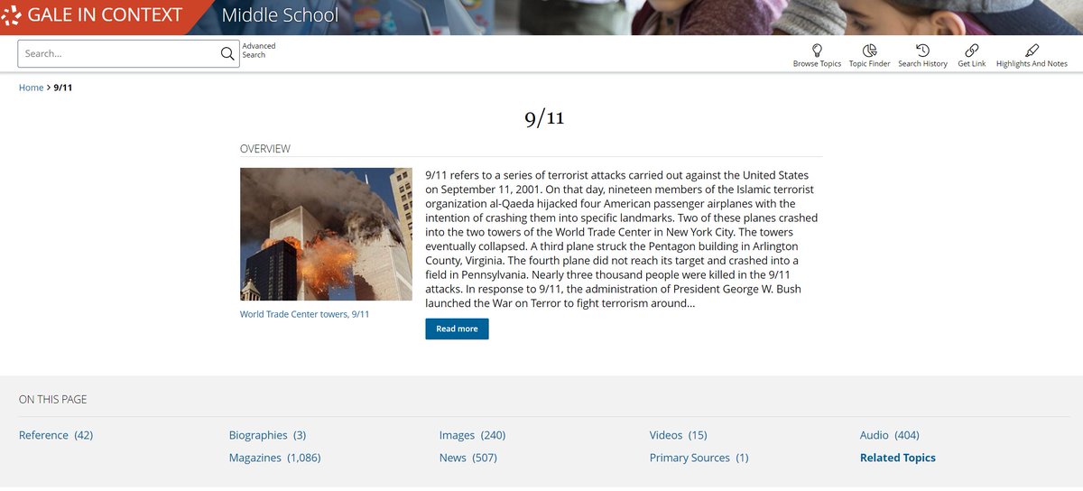 Meg Moulton (@megmoultong) on Twitter photo Looking for materials to talk and teach about 9/11? Take a look at the 9/11 Portal Page available in Gale in Context: Middle School #NeverForget <a href="/galecengage/">Gale Cengage</a> <a href="/NYCDOEOLS/">NYC School Library System</a>
link.gale.com/apps/portal/RV… Looking for materials to talk and teach about 9/11? Take a look at the 9/11 Portal Page available in Gale in Context: Middle School #NeverForget <a href="/galecengage/">Gale Cengage</a> <a href="/NYCDOEOLS/">NYC School Library System</a>
link.gale.com/apps/portal/RV…
