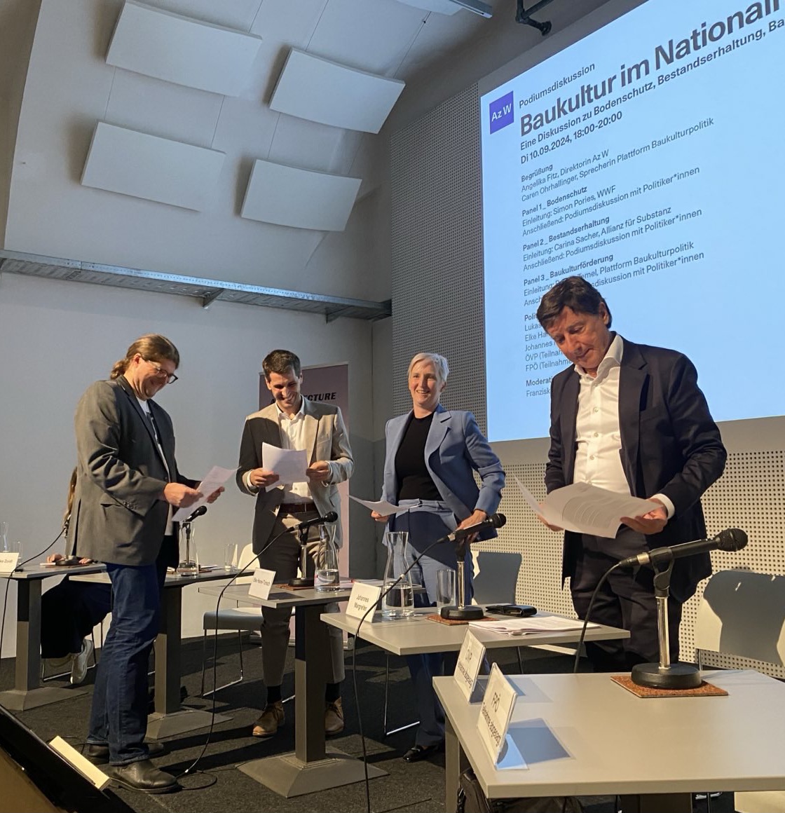 Robert Temel (@roberttemel) on Twitter photo Bei der gestrigen Diskussion mit <a href="/lukas_hammer/">Lukas Hammer</a>, Grüne; Elke Hanel-Torsch, SPÖ; Johannes Margreiter <a href="/HannesM/">Hannes Müller</a>, Neos (ÖVP u FPÖ sagten ihre Teilnahme ab) über #Baukulturpolitik wurde von <a href="/baukultur_at/">Plattform Baukultur</a> Plattform Baukulturpolitik, <a href="/AzW_museum/">Architekturzentrum Wien</a>, Allianz für Substanz, <a href="/wwfaustria/">WWF Austria</a>...1/4 Bei der gestrigen Diskussion mit <a href="/lukas_hammer/">Lukas Hammer</a>, Grüne; Elke Hanel-Torsch, SPÖ; Johannes Margreiter <a href="/HannesM/">Hannes Müller</a>, Neos (ÖVP u FPÖ sagten ihre Teilnahme ab) über #Baukulturpolitik wurde von <a href="/baukultur_at/">Plattform Baukultur</a> Plattform Baukulturpolitik, <a href="/AzW_museum/">Architekturzentrum Wien</a>, Allianz für Substanz, <a href="/wwfaustria/">WWF Austria</a>...1/4