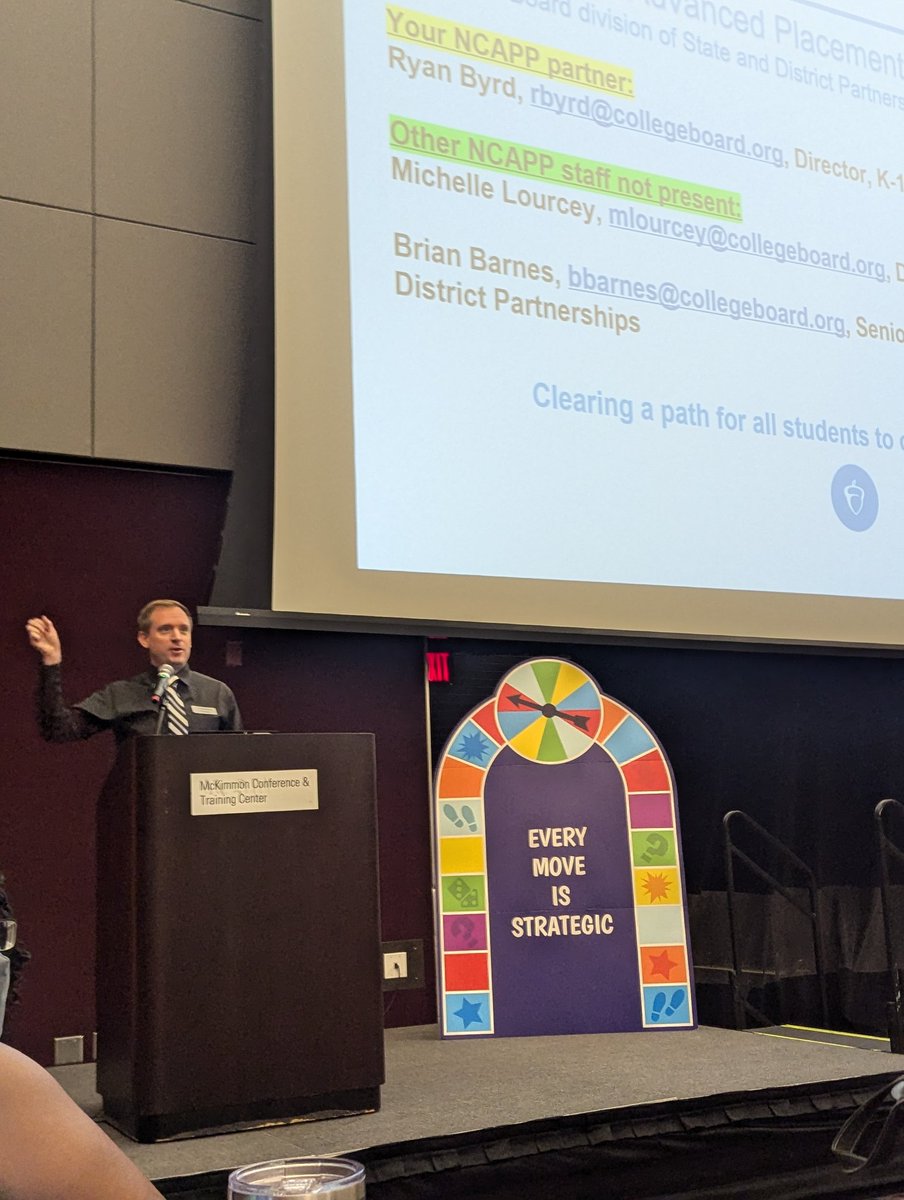 Continuing our morning, Ryan Byrd from the NC AP Partnership (NCAPP) sharing about how out <a href="/WCPSS_ALS/">ALS</a> AIG teachers can be #strategic in transitions related to <a href="/CollegeBoard/">College Board</a> Advanced Placement coursework!

#EveryMoveIsStrategic