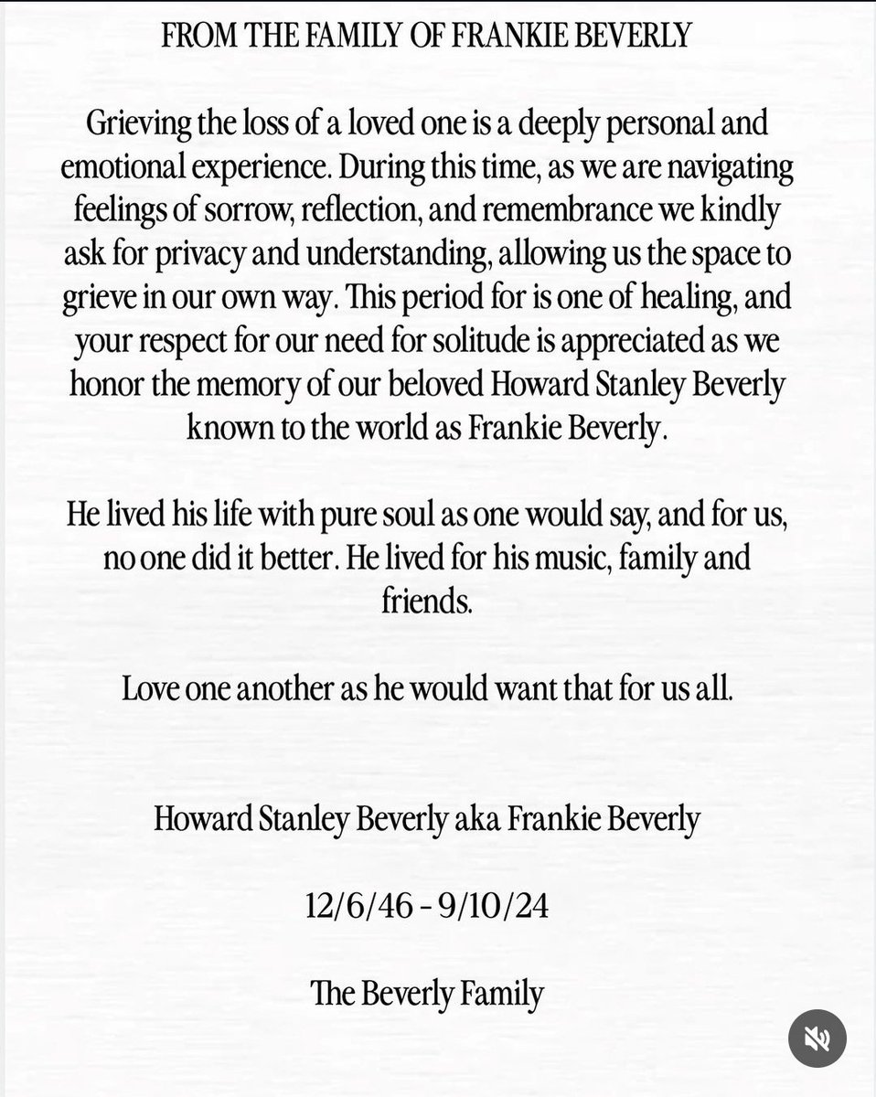 PhillyGoFlow's tweet image. Sad News from the world of Music. In a statement released by his family through social media, we've learned that music icon Frankie Beverly has passed away at the age of 77.