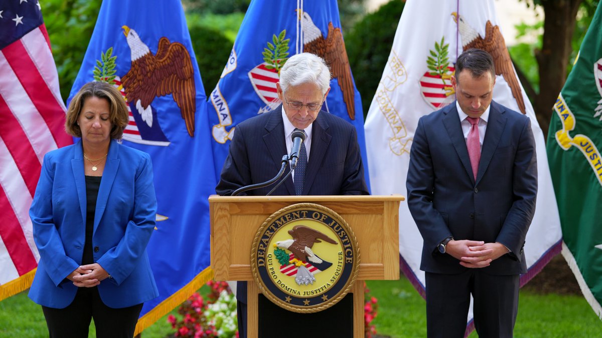 Today, Justice Department leadership participated in a moment of silence to remember and honor those who died on September 11, 2001. #NeverForget