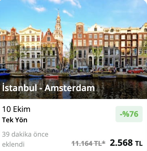 Günün fırsat uçuşu!💚 İstanbul - Amsterdam tek yön uçak bileti 2.568 TL!    

*Vizeli   
*Direkt uçuş   
*Sınırlı sayıda     

Detaylar için ✈️👇🏻
enuygun.com/ucak-bileti/is…

#UçakBileti #Amsterdam #AmsterdamUçakBileti #ENUYGUNUçakBileti #FırsatUçuşları