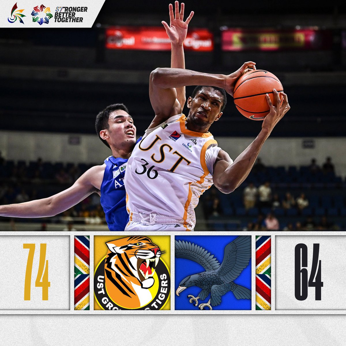 tigersofUSTe's tweet photo. VIVA SANTO TOMAS! 

September 11, 2024

⛹️ UST defeated Ateneo (Men’s)
⛹🏻‍♀️ UST defeated Ateneo (Women’s)
⛹️ UST defeated Ateneo  (JHS)
🏐 UST defeated Ateneo (Men’s)
🏐 UST defeated UP (Women’s)

#GoUSTE https://t.co/aMF96TgjBE