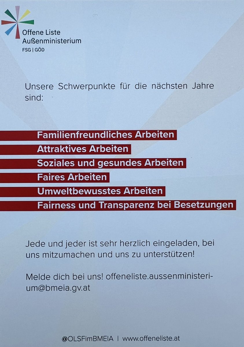 ‼️Unsere WERTE: Wir stehen für Fairness, Transparenz, Solidarität und Gleichberechtigung. Unsere SCHWERPUNKTE für die nächsten Jahre: Familienfreundliches, attraktives, soziales/gesundes, faires und umweltbewusstes Arbeiten sowie Fairness und Transparenz bei Besetzungen‼️