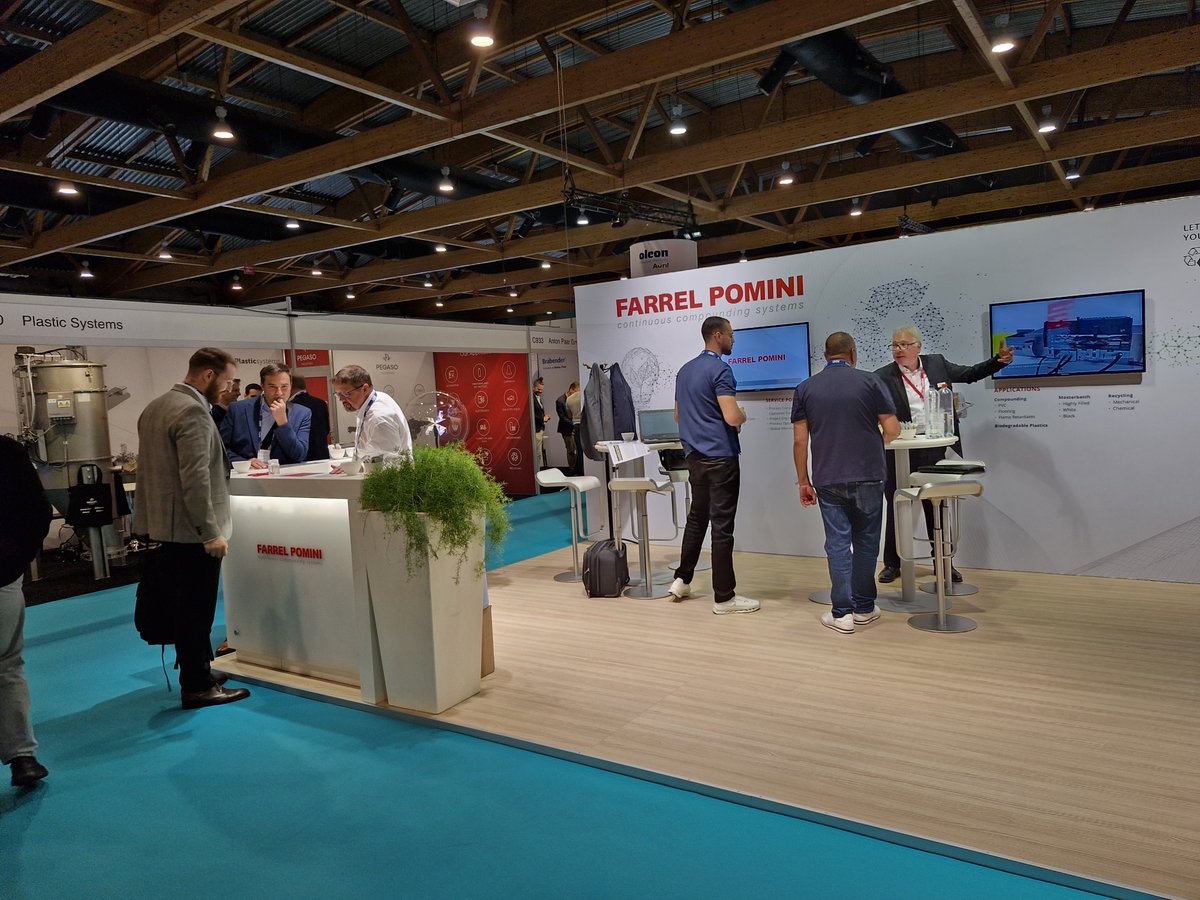 FarrelPomini's tweet photo. It's Day 1 of the Compounding World Expo in Brussels! If you're coming to the show stop by to see our team at Stand C1030 (left to right, Fraser Bruce, Peter Gohl and Jonathan Leeming) #compounding #bioplastics #pha #mixingtechnology https://t.co/YcCk3EhR8m