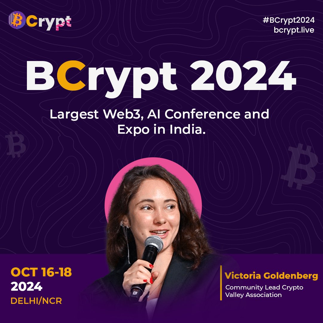 We are excited to have @malaya_joyy from <a href="/thecryptovalley/">Crypto Valley</a> joining us at #BCrypt2024! Get ready for some amazing conversations around #Web3 and #AI.

Get your ticket today: bcrypt.live 

#BCrypt #BCryptIndia #Web3Conference