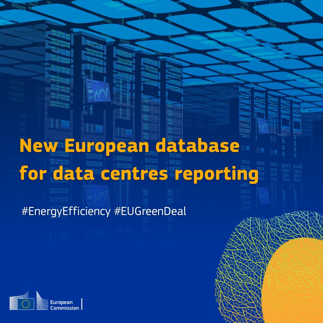 The revised #EnergyEfficiency Directive introduced an obligation for the monitoring 🧐 and reporting 📄 of the #EnergyPerformance of #DataCentres.

The European database for such reporting is available as of today, 15/9/24!

Info &amp; guidance 🔗europa.eu/!7wxNHt

#EUGreenDeal