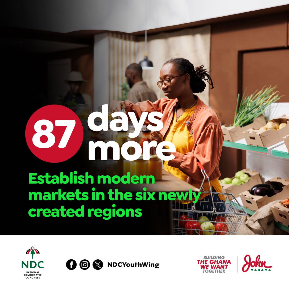 In just 87 days, you can vote for the 𝐞𝐬𝐭𝐚𝐛𝐥𝐢𝐬𝐡𝐦𝐞𝐧𝐭 𝐨𝐟 𝐬𝐢𝐱 𝐦𝐨𝐝𝐞𝐫𝐧 𝐦𝐚𝐫𝐤𝐞𝐭𝐬 𝐢𝐧 𝐭𝐡𝐞 𝐬𝐢𝐱 𝐧𝐞𝐰 𝐫𝐞𝐠𝐢𝐨𝐧𝐬. This initiative will boost local economies and support growth for all Ghanaians!
#ChangeIsComing
#MahamaForPresident
#TheGhanaWeWant