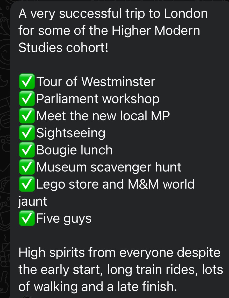 Modern Studies London trip with Mrs Hull and Mr Montgomery