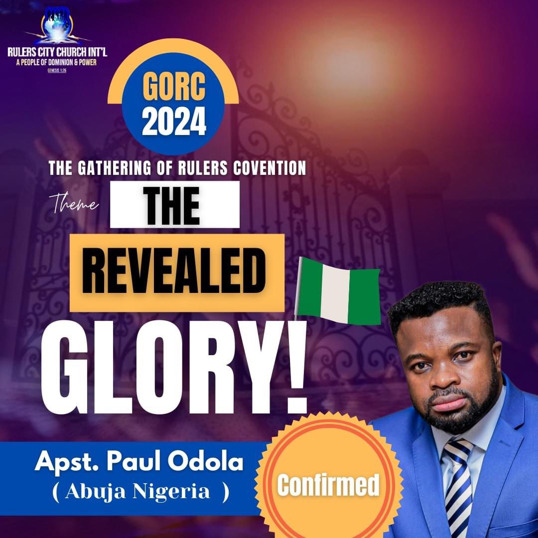 RulersCityIntl's tweet image. GODS OWN APOSTLE Paul Odola Paul Odola Ministries International - POMI WILL BE #LIVE WITH US AT THE #gorc2024 #gorc #invite
