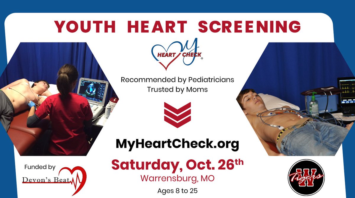 My HeartCheck (@myheartcheck) on Twitter photo Protect your child with a comprehensive HeartCheck! Don't miss this FREE opportunity offered by Devon's Beat!
Reserve your appointment at myheartcheck.org
<a href="/WarrensburgR6/">Warrensburg Schools</a> <a href="/ParrottAngela/">Angela Parrott</a> <a href="/ParrottDevon/">Devon Parrott</a> Protect your child with a comprehensive HeartCheck! Don't miss this FREE opportunity offered by Devon's Beat!
Reserve your appointment at myheartcheck.org
<a href="/WarrensburgR6/">Warrensburg Schools</a> <a href="/ParrottAngela/">Angela Parrott</a> <a href="/ParrottDevon/">Devon Parrott</a>