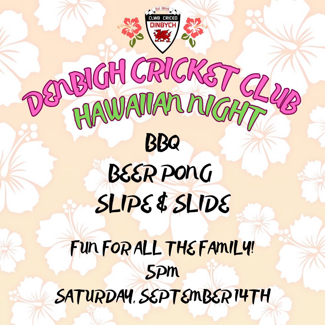 The final fixture for our 1st XI

The penultimate fixture four our 2nd XI

An evening at the club for our annual Hawaiian Night to celebrate the season. 

Supporters of the club are encouraged to wear you best shirts and join the celebrations 🌺🌺🌺🍺🍺🍺