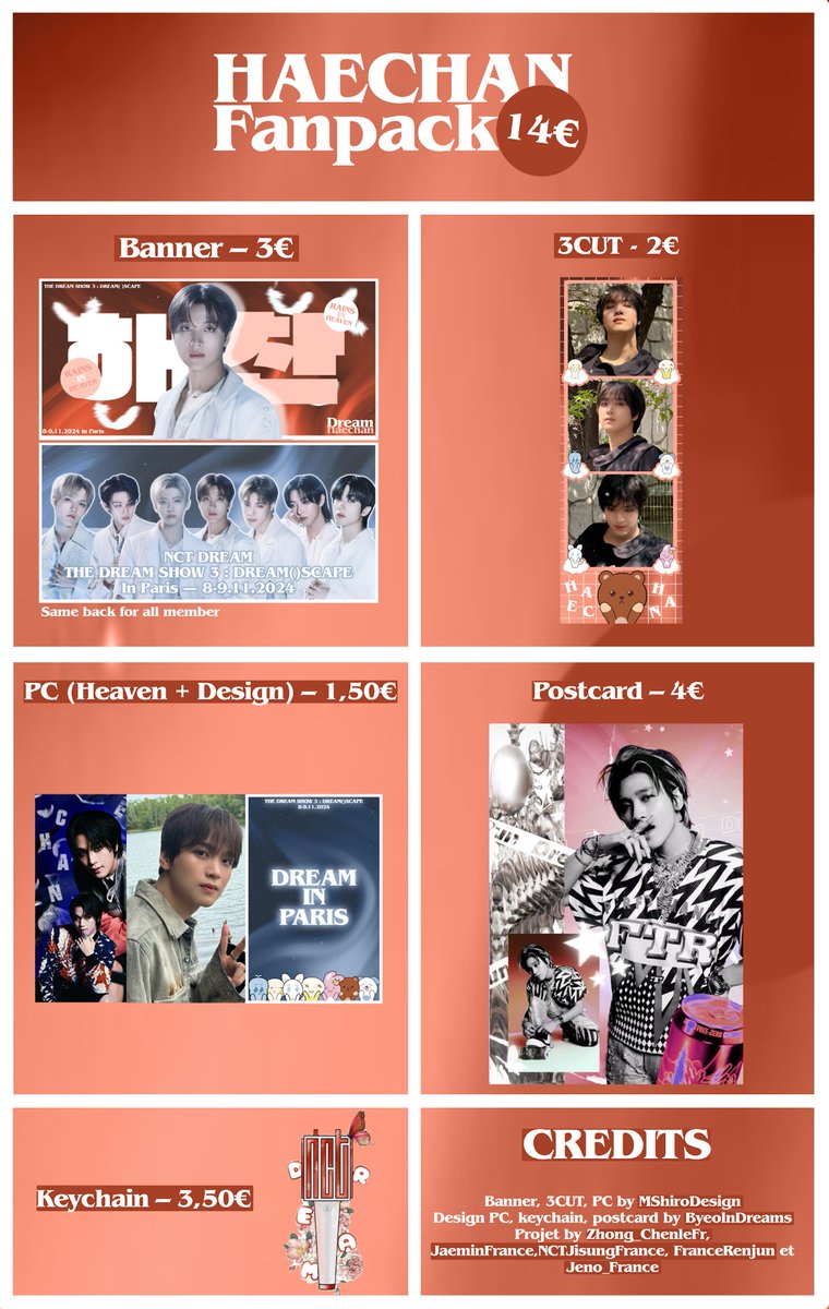 NCTDREAMFR's tweet photo. ☆ TDS 3 ☆

Les fanbase participante sont heureuse de vous présenter les fanpacks dédiés aux Dreamies à l'occasion de leur venue en France !!

Merci à @MShiroDesign et @byeolndreams pour leur travail 🩵

Vous pouvez dès à présent réserver votre.vos pack.s préféré.s via le lien ci-dessous 

lien GomDrop : https://t.co/1XDUCsSC3Q

Chaque produit des fanpacks est également disponible à l’unité !

Voici un message de @Zhong_ChenleFr qui a participé au projet 

ＰＲＯＪＥＴ ＮＣＴ ＦＡＮＰＡＣＫ 
                   ＴＨＥ ＤＲＥＡＭ ＳＨＯＷ ３ 
                                 ＩＮ ＰＡＲＩＳ
                                        ₊‧°𐐪♡𐑂°‧₊
                                   𝗍𝗈𝗎𝗍 𝖾𝗇 𝗍𝗁𝗋𝖾𝖺𝖽!

tout d'abord j'aimerais remercier nos partenaire ainsi que notre équipe design pour leurs travails et efforts;
N'hésitez pas a contacter ChenleFR ou ses partenaires pour toute question ou suggestion.

lors du concert, nous vous proposons d'acheter nos superbes FanPack personnalisées. Rien de tel pour créer une ambiance unie et festive, et avouons-le, c’est toujours sympa d'être assortis, non ?

Alors, n'hésitez plus, faites partie de l'équipe avec style ! ⋆˚ʚɞ

˙⋆✮ Projet en collaboration avec: ✮⋆˙

@NCTJisungFrance

@JaeminFrance

@FranceRenjun

@Jeno_France
 
˙⋆✮ Equipe design: ✮⋆˙

@byeolndreams

@MShiroDesign

N'attendez plus et commandez dès maintenant en suivant le lien 

Merci d'avance pour votre enthousiasme et votre soutien. On vous attend nombreux avec vos bannièr

☆˚✩ °.• ˚✩* °⋆  ｡･:*:･ﾟ☆ ˚✩ °.• ˚✩* °⋆  ｡･:*:･ﾟ☆    
#NCTDREAM 
#NCTDREAM_IN_PARIS #THEDREAMSHOW3 
@NCTsmtown_DREAM