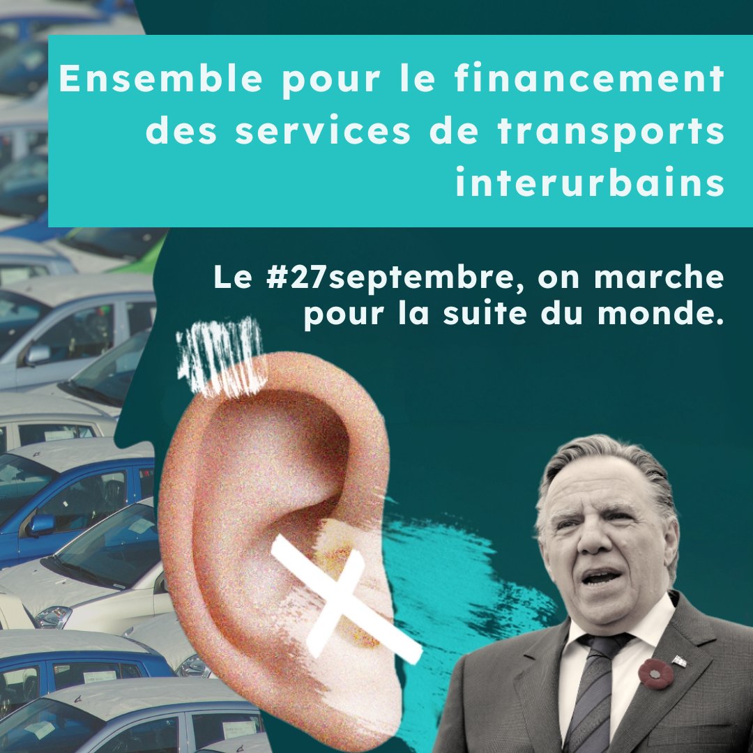 ‼ RAS-LE-BOL DU TOUT À L'AUTO SOLO ‼
Le service de transport interurbain bat de l’aile. Réclamons des   alternatives fiables à la voiture !

Tous ensemble dans la rue le #27septembre pour la #SuiteduMonde 👉pourlasuitedumonde.ca