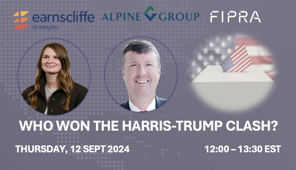 What a debate it was! 🔥 Tune in tomorrow at 12:00 EST/18:00 CEST to our #FIPRANetwork webinar where, moderated by <a href="/MelanieLRicher/">Mélanie Richer</a> from <a href="/EarnscliffeCda/">Earnscliffe Strategies</a>, <a href="/rshawreds/">Rhod Shaw</a> from <a href="/AlpineGroupDC/">Alpine Group Partners</a> will unpack the debate’s impact on the U.S. election. 🇺🇸
To register 👉 lnkd.in/edjtuEbg