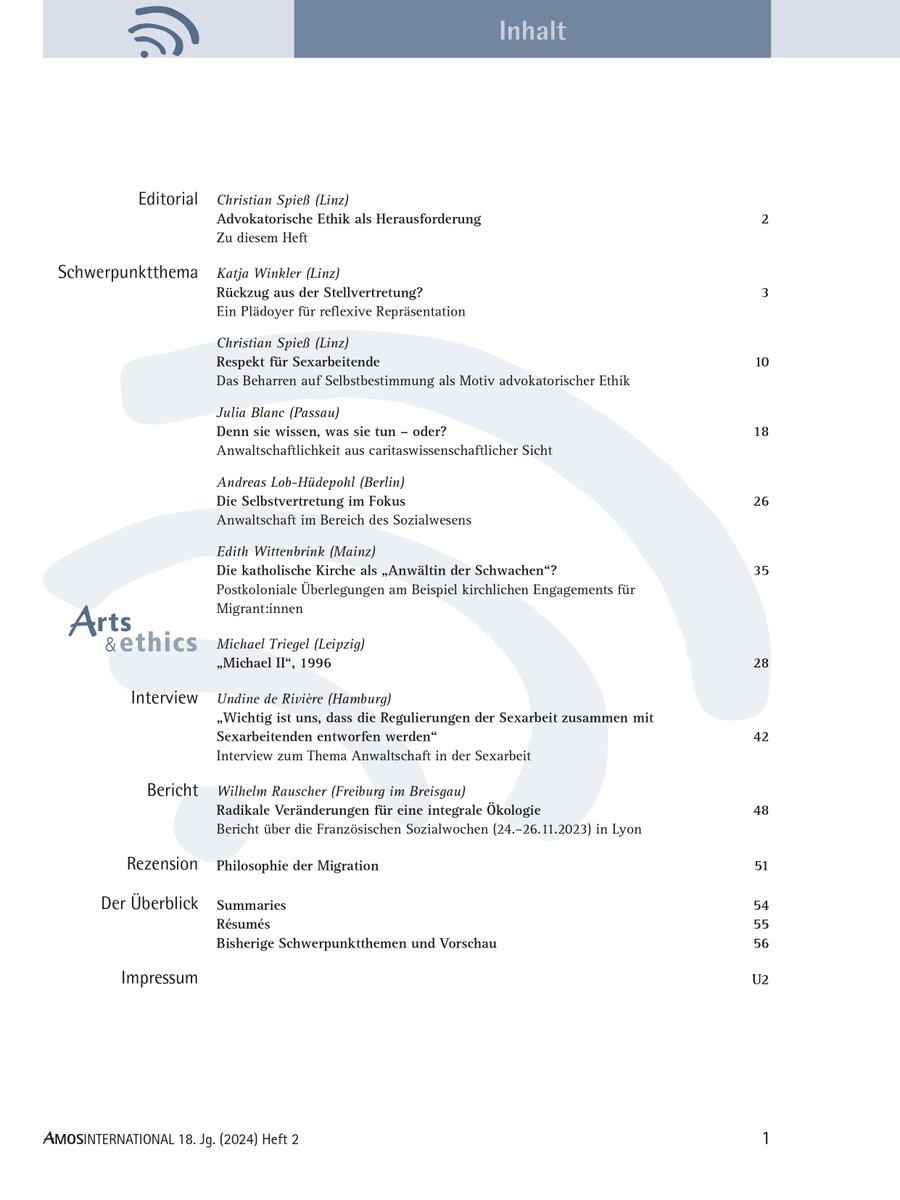 "Für andere eintreten": #Sichtbarmachung oder #Paternalismus? Unser neues Heft hat das Thema #Anwaltschaft 🔥, mit Beiträgen von: <a href="/Spiess_Ffm_Linz/">Christian Spiess</a> <a href="/undinederiviere/">Undine de Rivière</a> @Edith_Wit!

Check it out:
➡️➡️tinyurl.com/bdx35t2s

#Selbstvertretung #Sexarbeit #Migration #Caritas