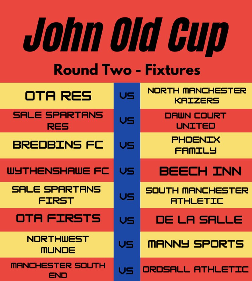 ManchesterASFL's tweet image. CUP DRAW!

The draw for the second round of the John Old Cup is now complete!