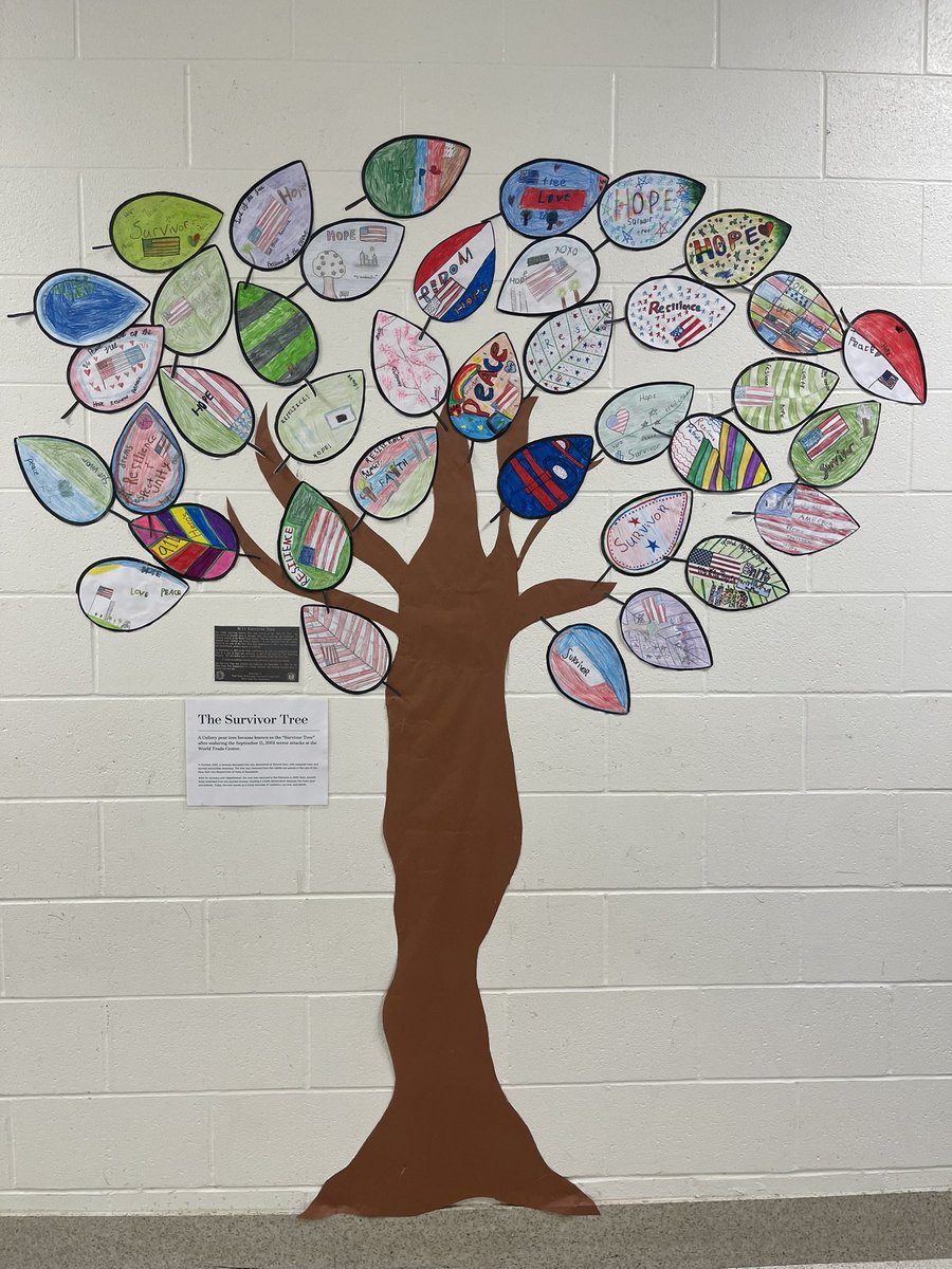 kimusczta's tweet photo. Students in Ms. Carpenter’s 5th grade class at @LarneElementary learned about the events of 9/11 and the powerful story of the Survivor Tree. It was a lesson in resilience, and hope. #cloverschooldistrict #911memorial @VicStine1 @csd_super @CloverEagles https://t.co/GP3wfjK6rM