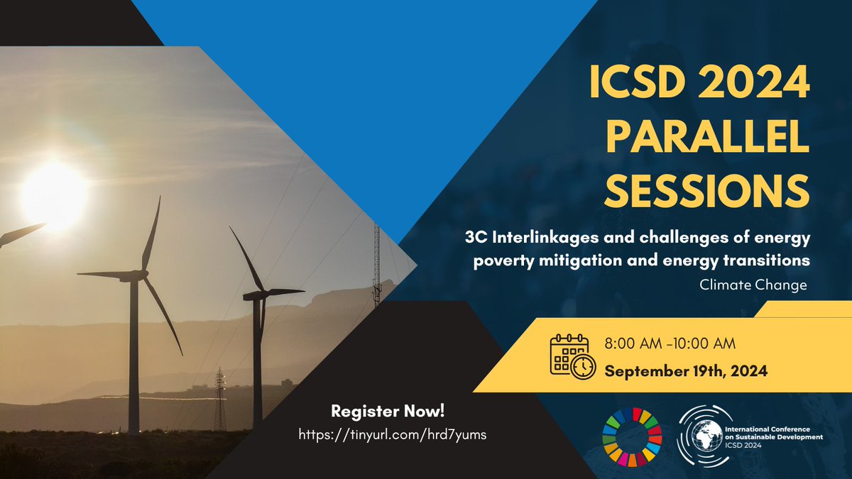 ⚡How can we tackle energy poverty while driving sustainable energy transitions? Join #ICSD2024 for sessions on Energy Poverty Mitigation &amp; Transitions to explore solutions at the intersection of energy equity and sustainability. 🤝 

Register: tinyurl.com/yvh45dpd