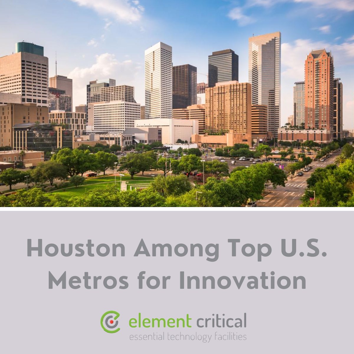 ElementCrit's tweet photo. Houston ranks among the top U.S. cities for innovation, and Skybox Houston One is ready with ultra-low latency connectivity and efficient colocation. Learn more about Houston’s growth in this article from the @GHPartnership: https://t.co/FsbXie5uDF #HoustonTech https://t.co/hlKAVKOgTa