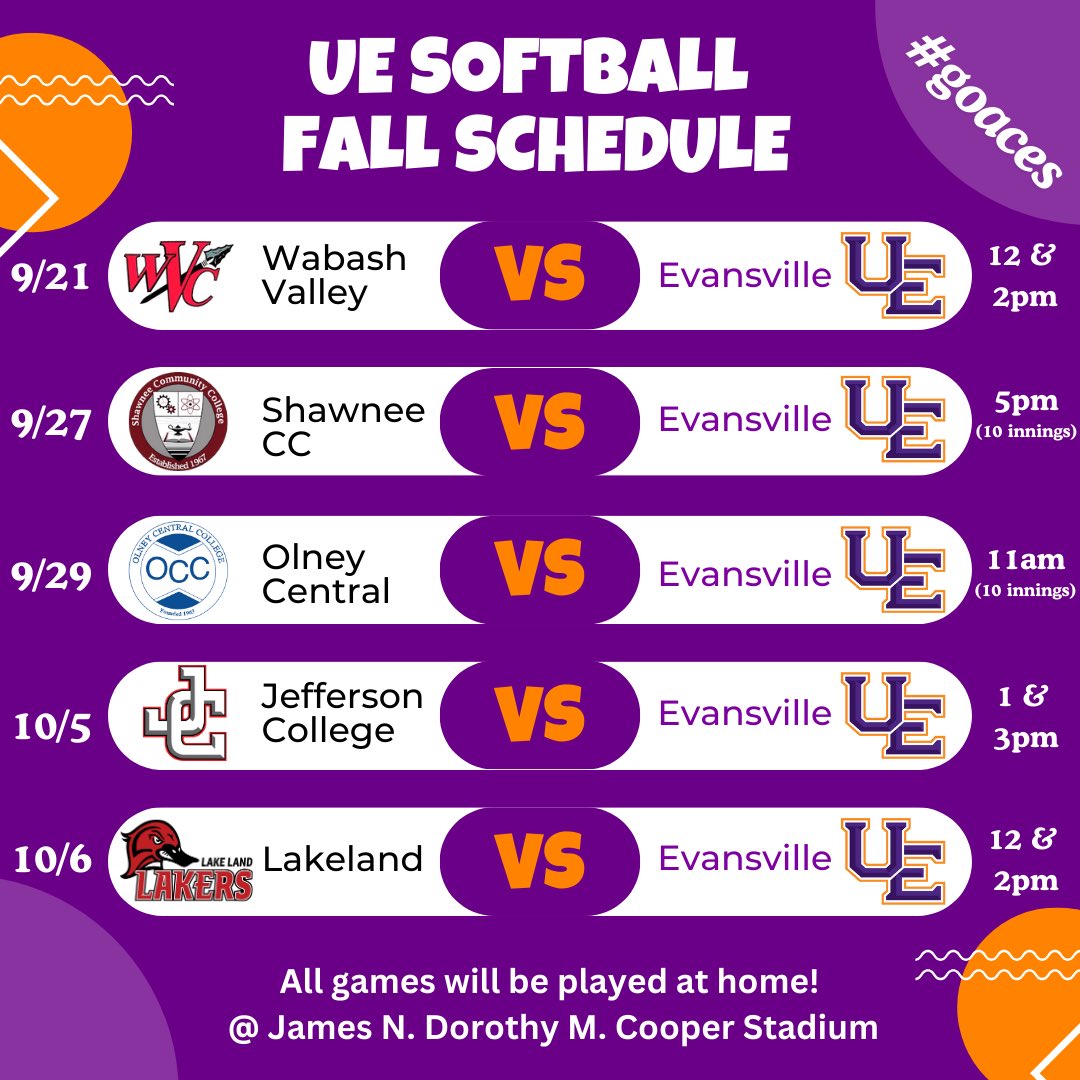 Excited to announce our fall slate of games. Don't miss your chance to see your ACES in action!