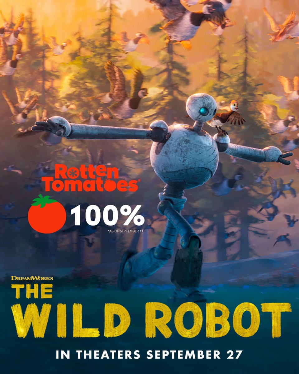 It's time to GO WILD! #TheWildRobotMovie is meant to be experienced on the largest screen possible. Get tickets to see it in theaters on September 27. 🤖 🎟️ TheWildRobotTickets.com