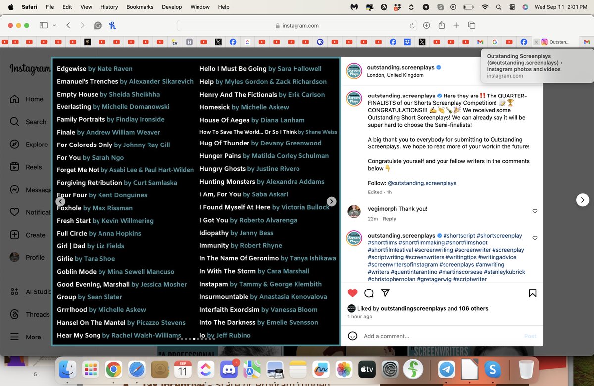 Erikakamoviefan's tweet image. Made Quarterfinals with another screenwriting contest! Outstanding Screenplays this time: 

#ScreenwritingTwitter #screenwriting