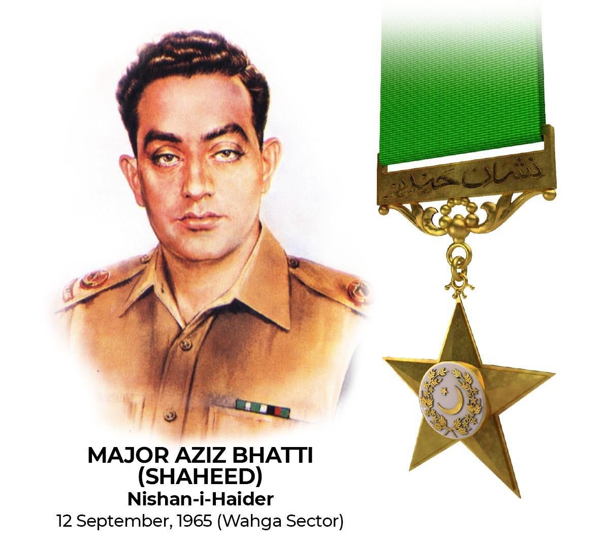 The Chairman Joint Chiefs of Staff Committee, Services Chiefs and Armed Forces of #Pakistan pay a glowing tribute to Major Raja Aziz Bhatti, Nishan-e-Haider, on his 59th martyrdom anniversary. 

#PakistanArmy #COAS #ISPR

Major Aziz Bhatti, a shining symbol of courage and