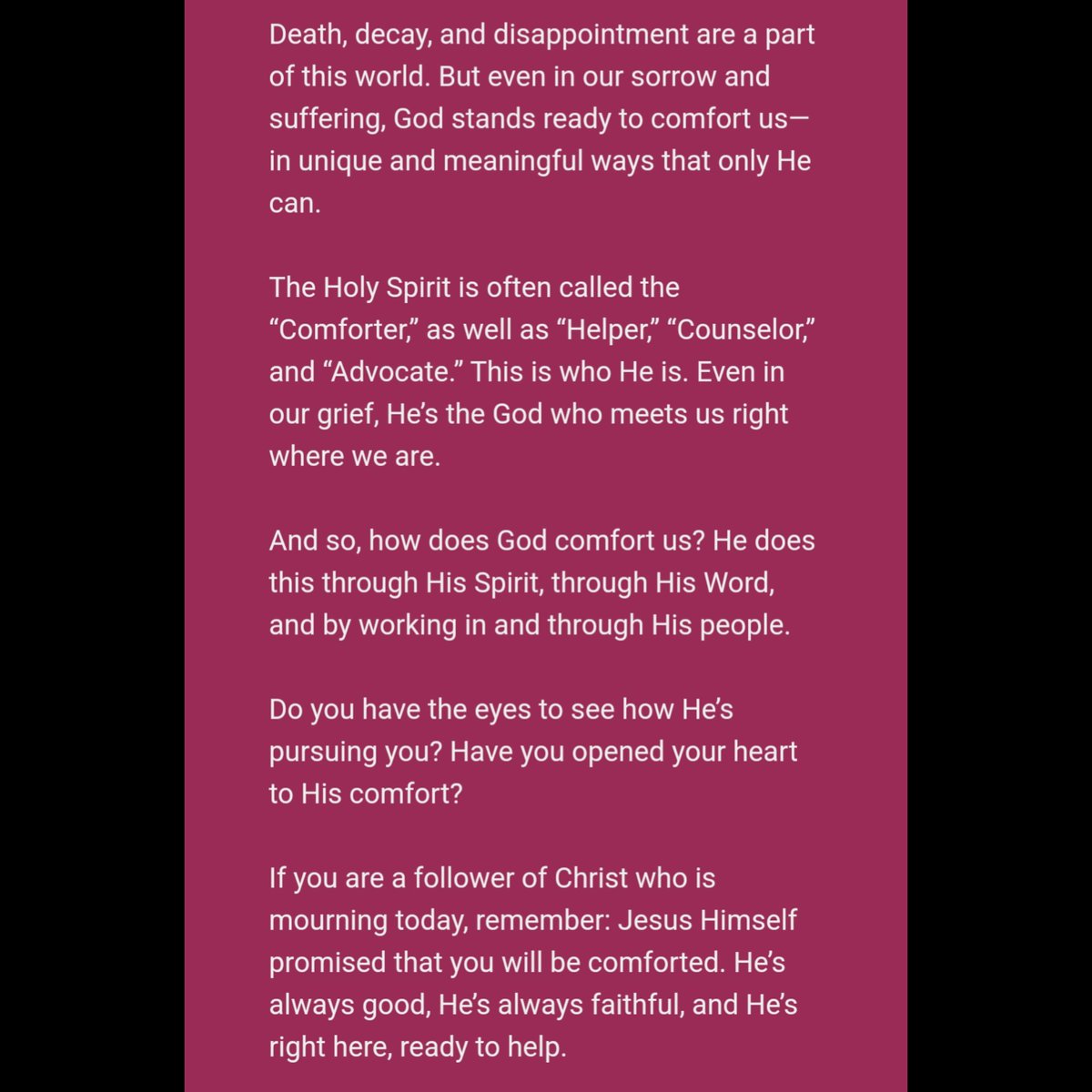 TORARADICAL's tweet image. #death #decay #disappointment #partofthisworld #sorrow #suffering #God #comfort #unique #meaningful #HolySpirit #comforter #helper #counselor #advocate #gried #meetsusrightwhereweare #eyestosee #pursuing #openedyourheart #followerofChrist #mourning #alwaysgood #alwaysfaithful