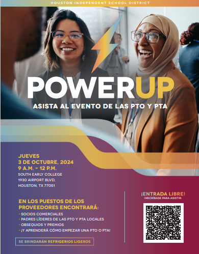 We can't wait to see you at the upcoming PTO/PTA Partnership Palooza.  Gain more partners and connections for this academic school year!
Thursday, October 3, 2024  9:00am - 12:30pm
South Early College High School  1930  Airport Blvd,  Houston TX  77051
bit.ly/4ehDuw6