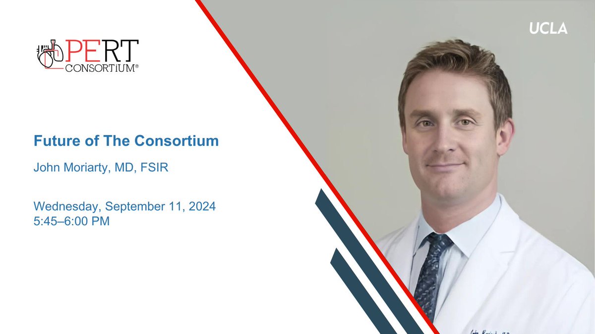 RadiologyUcla's tweet photo. Dr. John Moriarty (@JonnyMoriarty) of @RadiologyUcla will be presenting "Future of The Consortium" today at #PERT24. @PERTConsortium https://t.co/SFPcRdpoqf