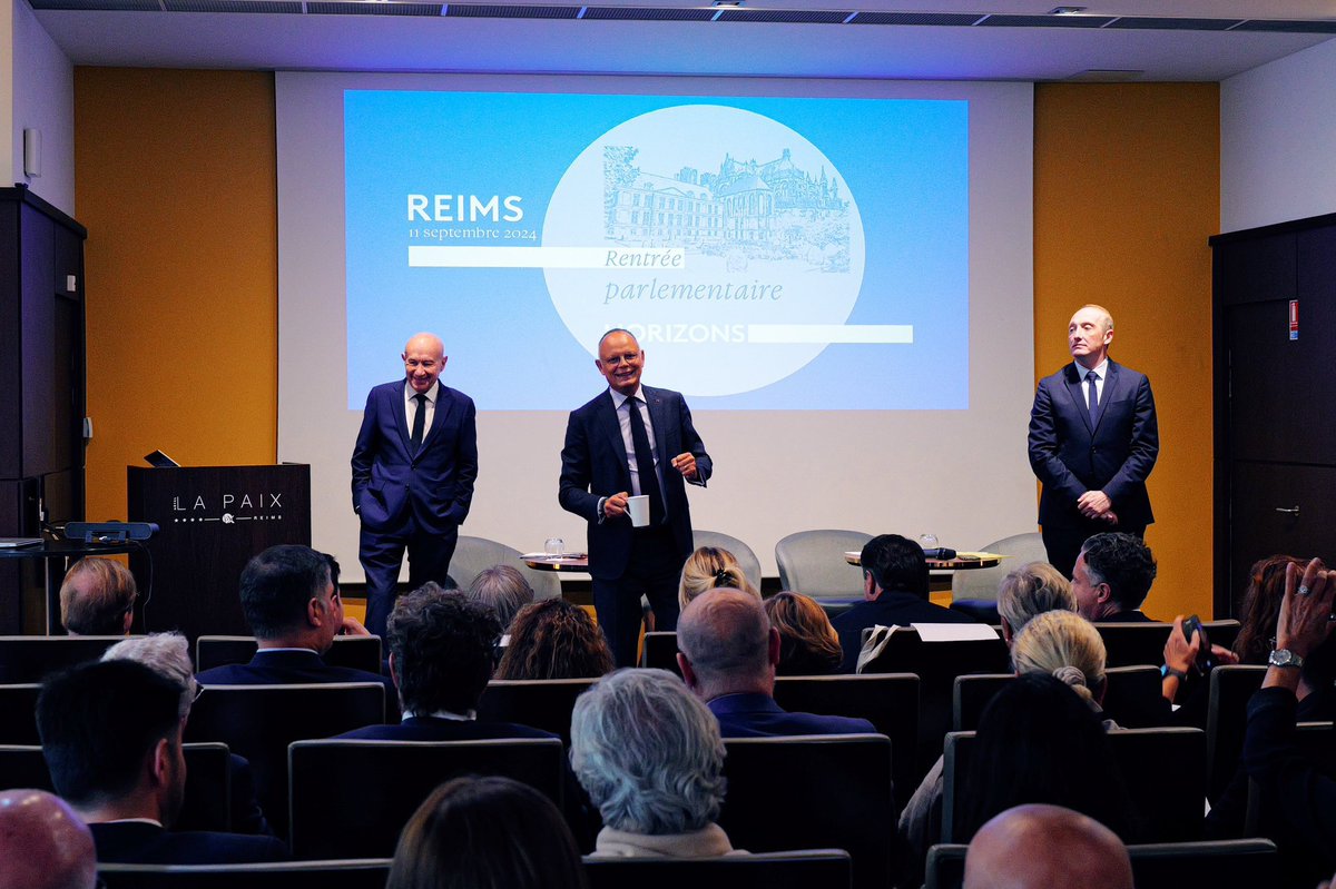 C_MORANCAIS's tweet photo. Belle et utile journée de travail, d’échanges et de rencontres à Reims, autour d’Edouard Philippe. Chez Horizons, nous souhaitons plus que tout le succès de la France et de son nouveau 1er ministre Michel Barnier. Mais nous savons que ce succès a un prix élevé : celui de la vérité que nous devons aux Français sur les vraies forces et les vraies faiblesses du pays et celui du courage de tout faire pour le redresser et retrouver la fierté d’être Français !