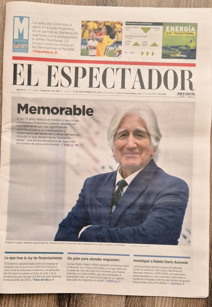 Chévere que Colombia le haya ganado ayer a Argentina, pero Francisco Lopera merecía su portada.