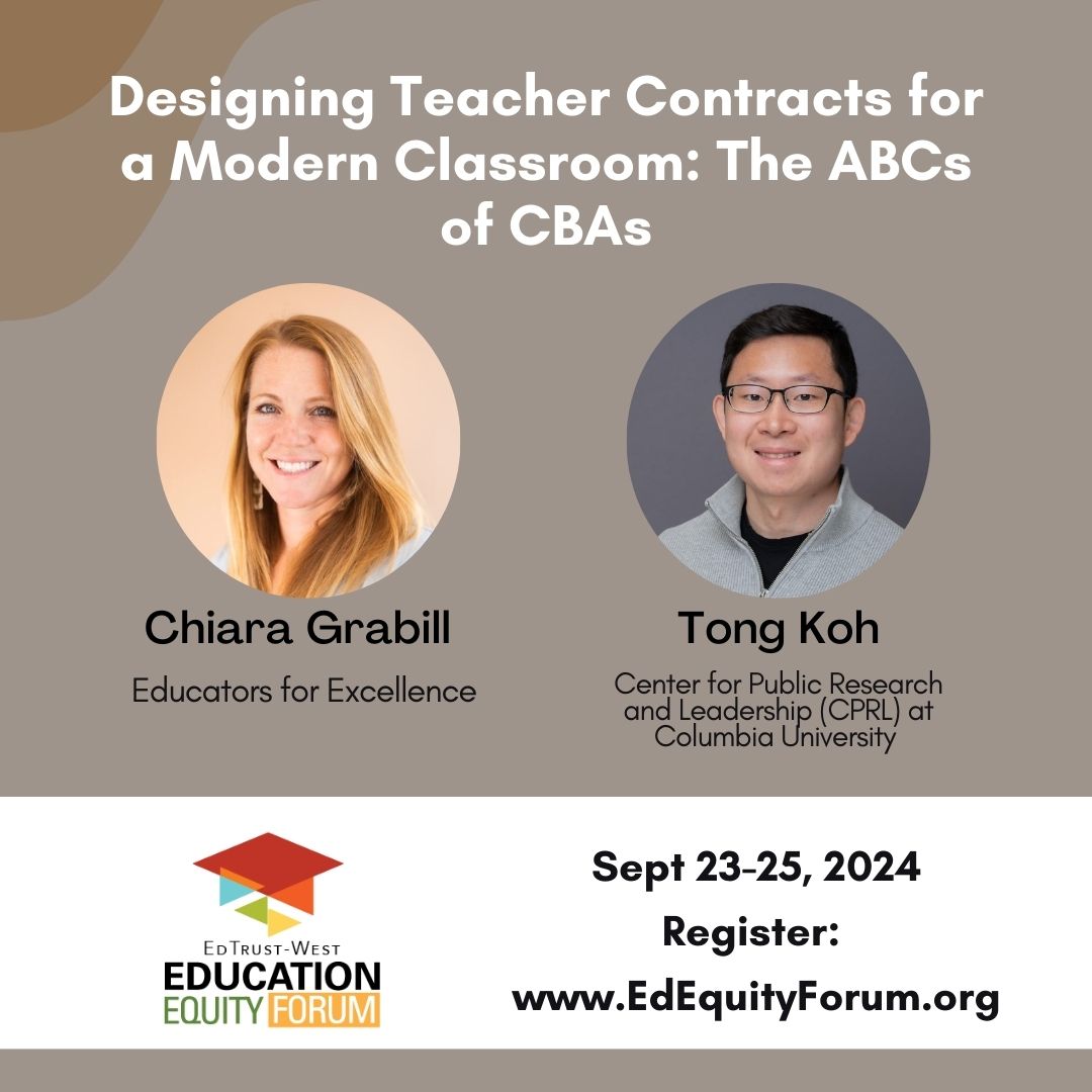 Ed4Excellence's tweet image. E4E&apos;s Chief Growth Officer Chiara Grabill and Tong Koh of @CPRL4ed will present at the #EdEquityForum2024 later this month in Oakland, CA! 

Learn more: edtrustwest.info/EEF24agenda