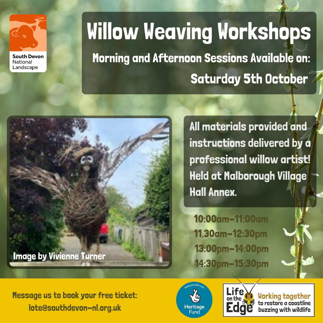 South Devon National Landscape (@southdevonnl) on Twitter photo 📢New Event!
🗺️Malborough Village Hall
⏰ Saturday 5th October 10am-3:30pm
We're especially keen to welcome older adults and young children in Kingsbridge, Salcombe, Malborough, or Hope Cove area. 🤗
For more info and to book a free place reach us at lote@southdevon-nl.org.uk. 📢New Event!
🗺️Malborough Village Hall
⏰ Saturday 5th October 10am-3:30pm
We're especially keen to welcome older adults and young children in Kingsbridge, Salcombe, Malborough, or Hope Cove area. 🤗
For more info and to book a free place reach us at lote@southdevon-nl.org.uk.