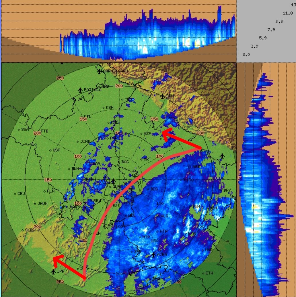 #Delhirains update⚠️

Nearly half of West UP is covered by Depression clouds.

Intermittent Light-mod rains will cover entire #Delhi #Faridabad #Noida #Ghaziabad #Gurgaon in next 2hrs.

#Monsoon Rains will continue overnight with occasional intense spells in between.