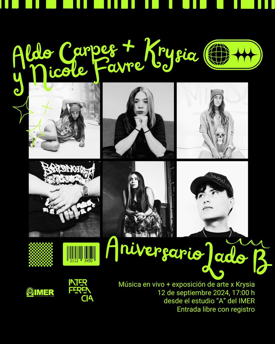 #Aldocarpes
#interferencia
#reactor105
12 de Septiembre 
5 pm 
Sesiones Imer
Aniversario lado B