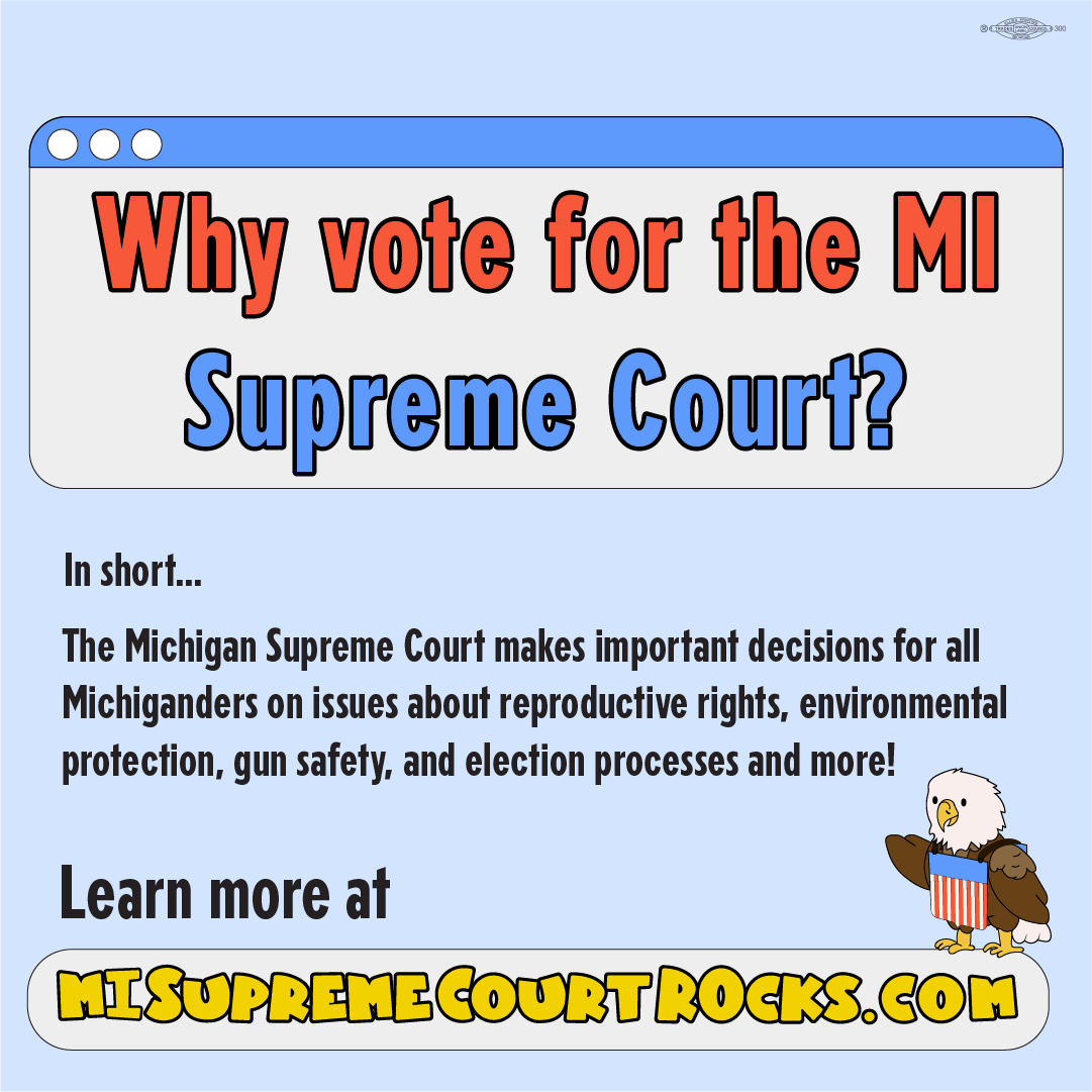 michigan_voices's tweet image. Remember to vote for the Michigan Supreme Court candidates in the nonpartisan section of your ballot. The justices who sit on the bench make decisions that touch every aspect of our lives, from civil rights and criminal justice to environmental protection.

#MISC #MIVoting