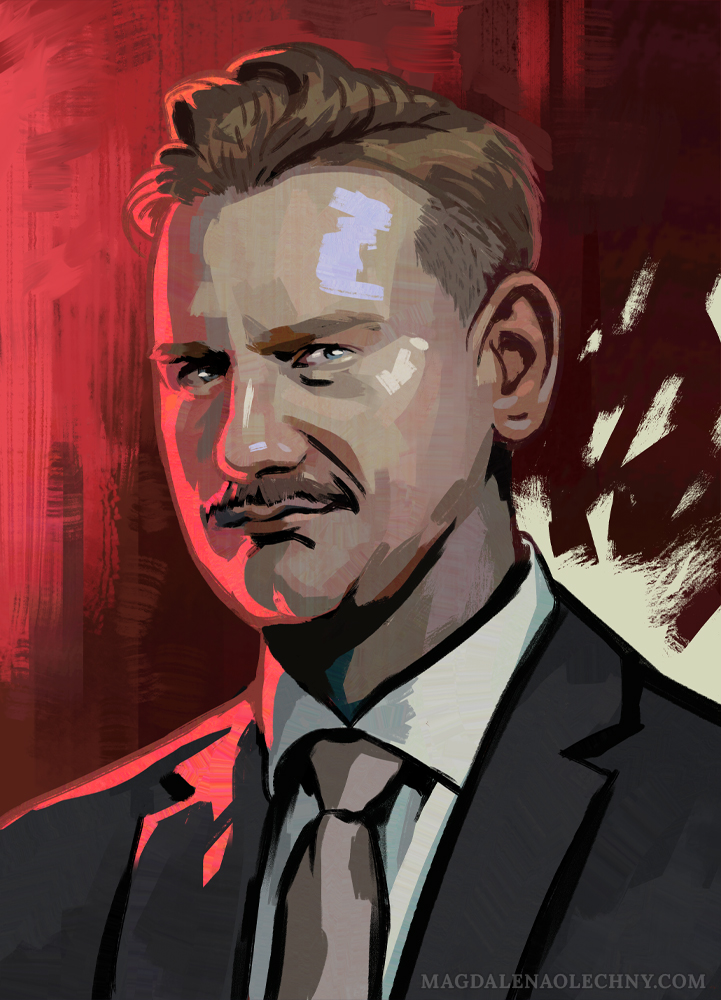 molechny's tweet image. Ostatnio rozmyślałam o wspaniałym stylu grafik z gry Disco Elysium i jak miło byłoby stworzyć coś podobnego...
A któż lepiej nadawałby się do sportretowania, jak nie panowie @marcingielzak i @jakub_dymek z podcastu @2lewerece , który wielokrotnie umilał mi godziny pracy? ♥️