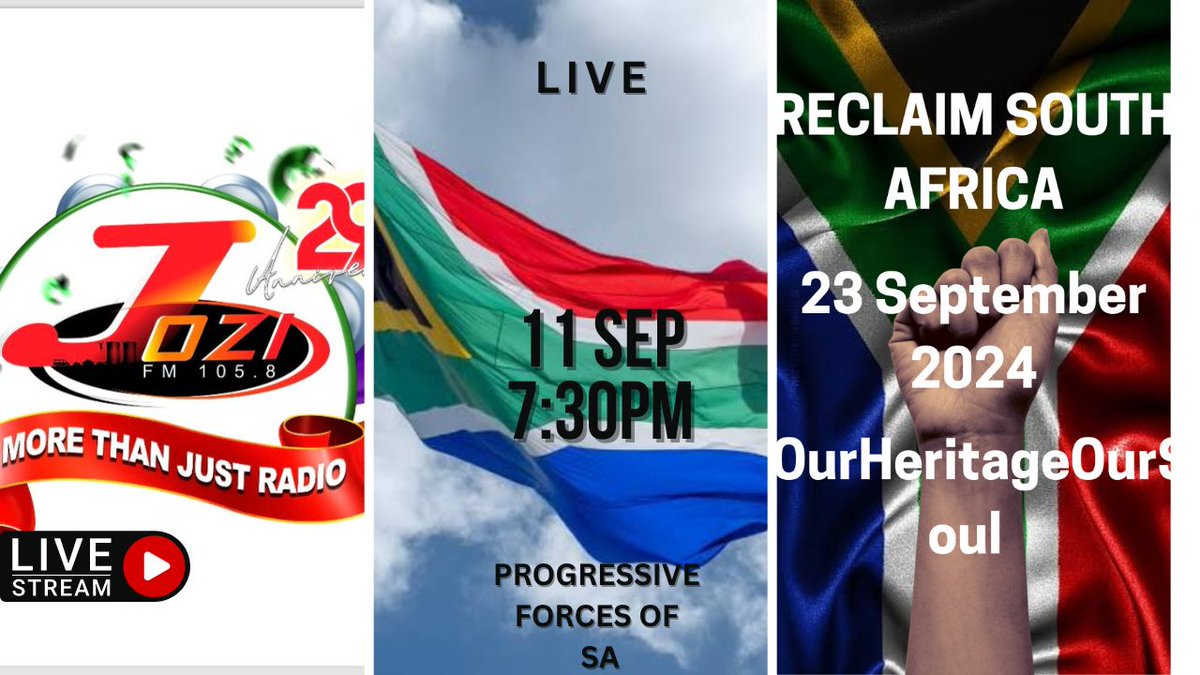 🚨 MEDIA ALERT 🚨

Fellow patriots, please tune in to <a href="/jozifm/">Jozi FM</a>  tonight at 19:30 as our very own <a href="/shaz_bantuza/">Shaz Bantuza</a>
will be talking about our #OurHeritageOurSoul #ReclaimOurCountry  march(s) taking place in #Pitori &amp; #Durban on Heritage day
#PutSouthAfricansFirst