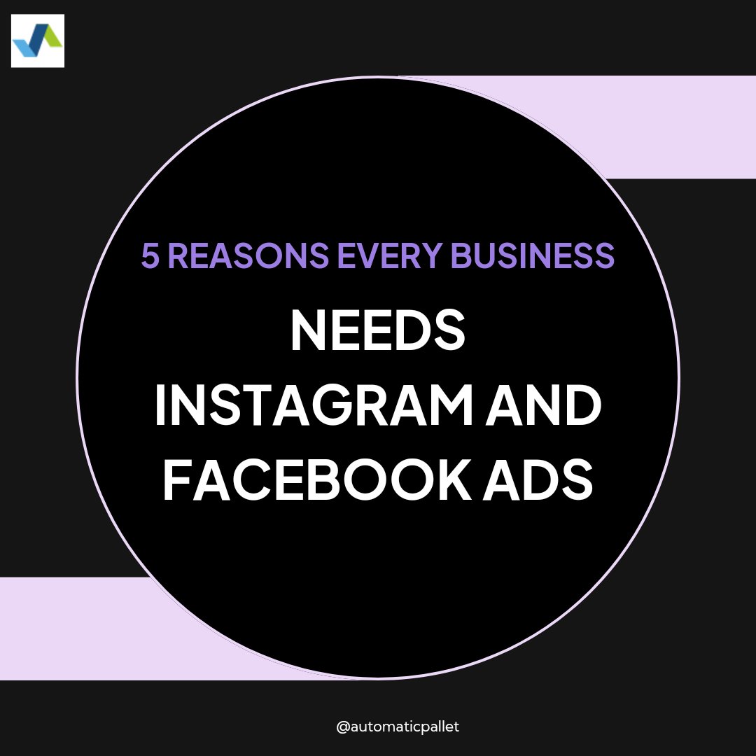 AutomaticPallet's tweet photo. Why Every Business Needs Instagram &amp; Facebook Ads!

Are you still sleeping on the power of social media ads? 👀  
Here are 5 reasons why Instagram &amp; Facebook ads can transform your business. https://t.co/M8X1x64kdI