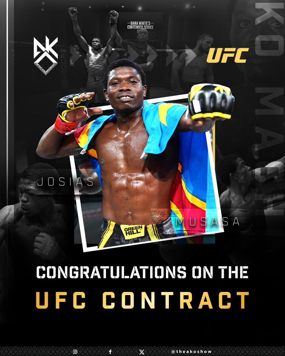 TheAKOShow's tweet image. Join us in congratulating (Josias Musasa 🇨🇩) as he becomes the first AKO Fighter to Sign A UFC Contract 

#AKO #AfricanKnockout